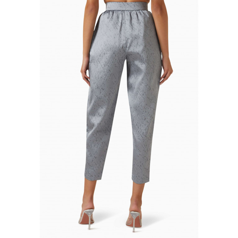 Poca & Poca - Printed Tapered Pants in Textured Fabric