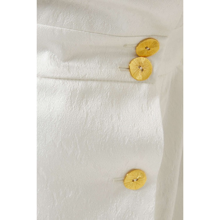 Poca & Poca - Ruffled Long Blouse in Snowy Textured Fabric