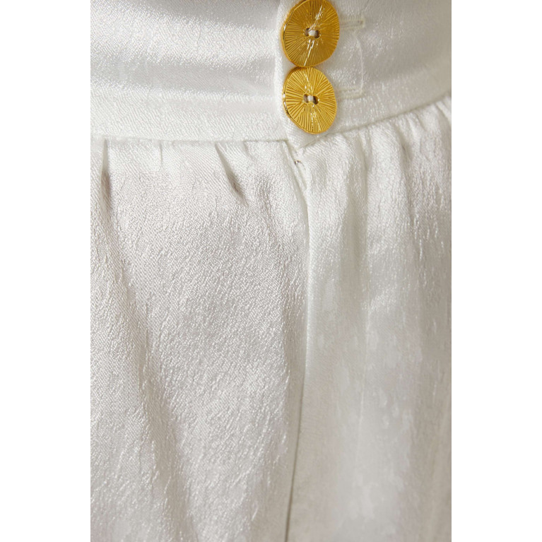 Poca & Poca - Tapered Pants in Snowy Textured Fabric