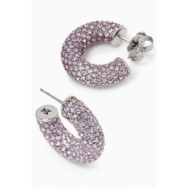 Amina Muaddi - Small Cameron Crystal-embellished Hoop Earrings Purple