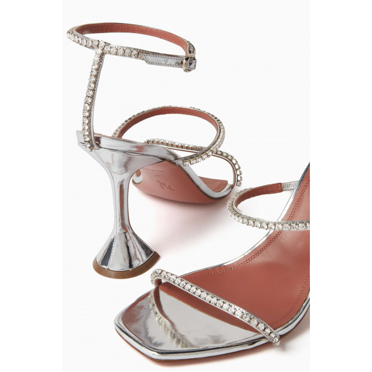 Amina Muaddi - Gilda 95 Crystal-embellished Sandals in Mirror Leather