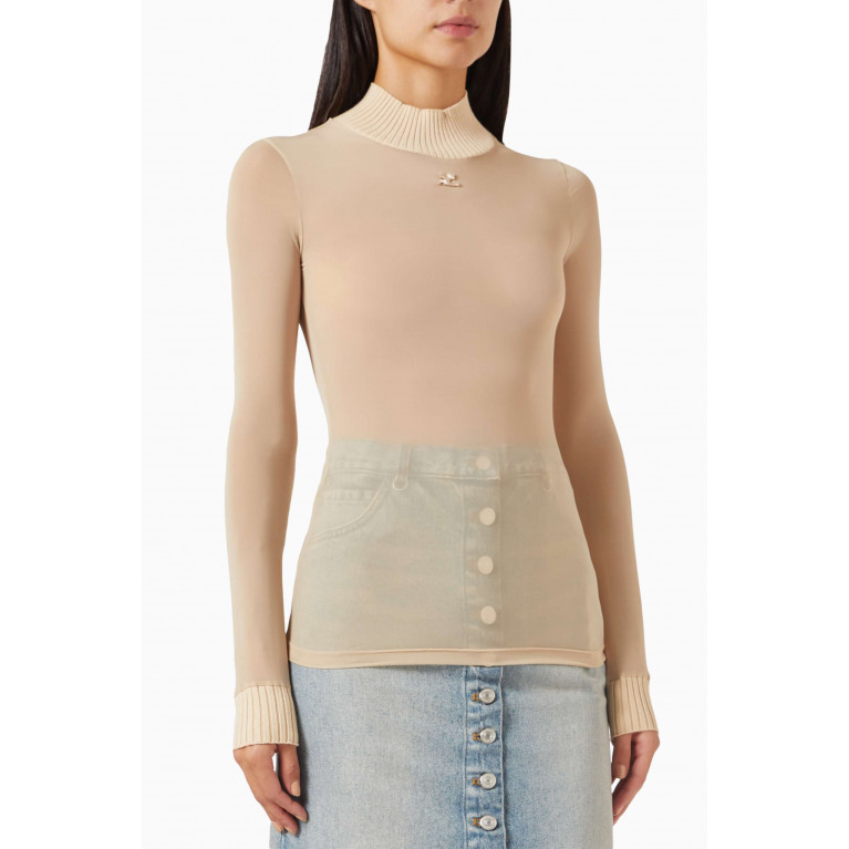 Courreges - Reedition Second-Skin Top in Knit Neutral
