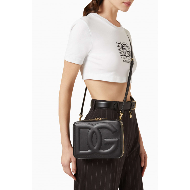 Dolce & Gabbana - Medium DG Logo Camera Bag in Calfskin Black