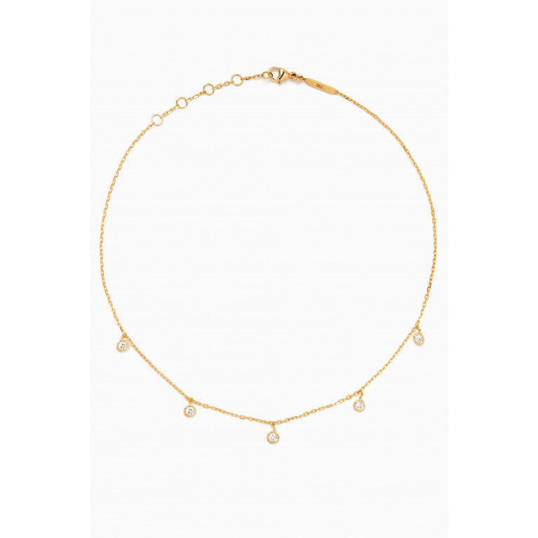 Yataghan Jewellery - Sparkle 5 Round Dangle Diamond Choker in 18kt Gold