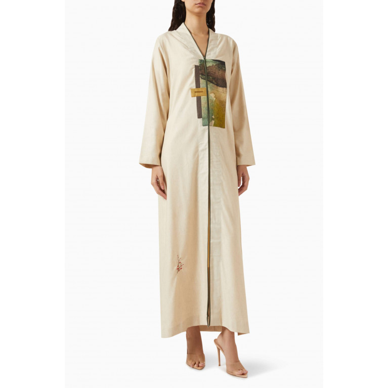 ZAH Design - Abstract-patch Abaya in Linen