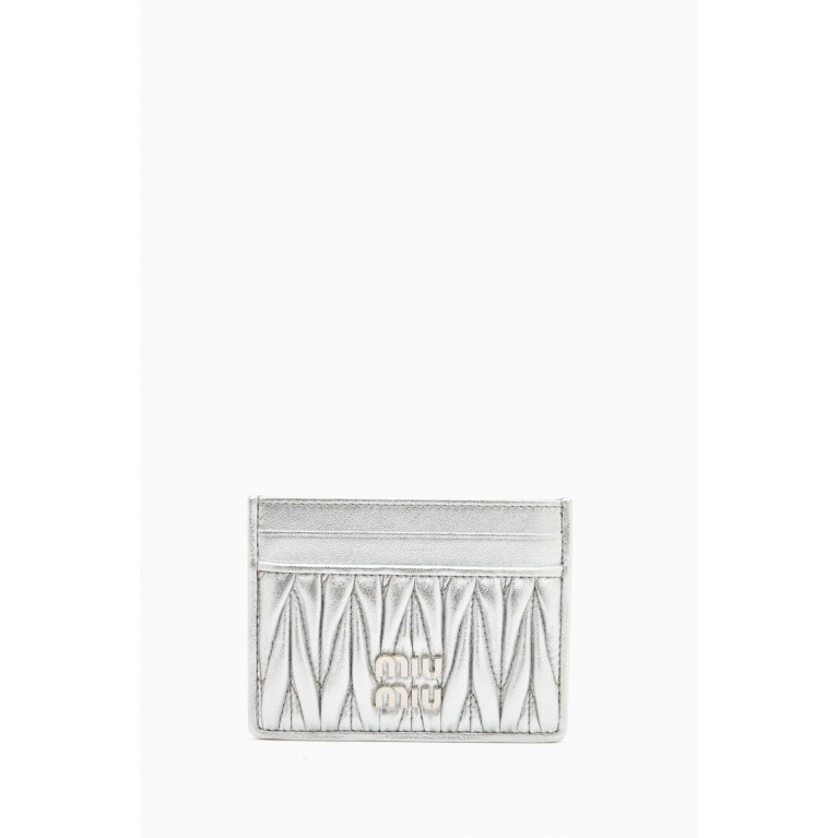Miu Miu - Matelasse Card Holder in Nappa Leather Silver