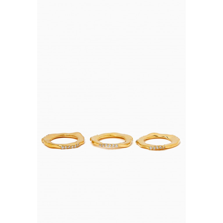 Joanna Laura Constantine - Wave Rings in 18kt Gold-plated Brass, Set of 3
