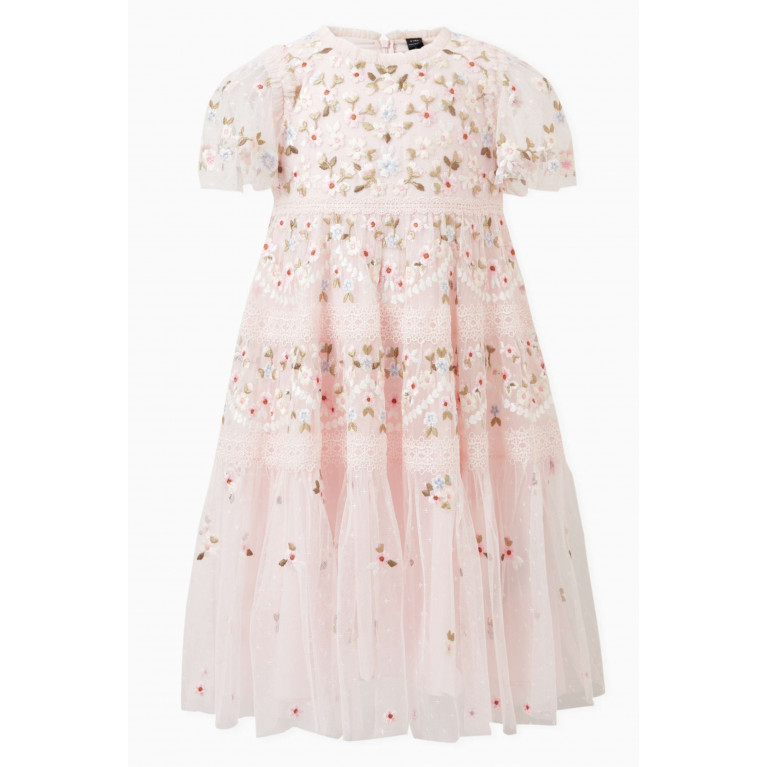 Needle & Thread - Garland Ribbon Dress in Recycled Tulle Pink