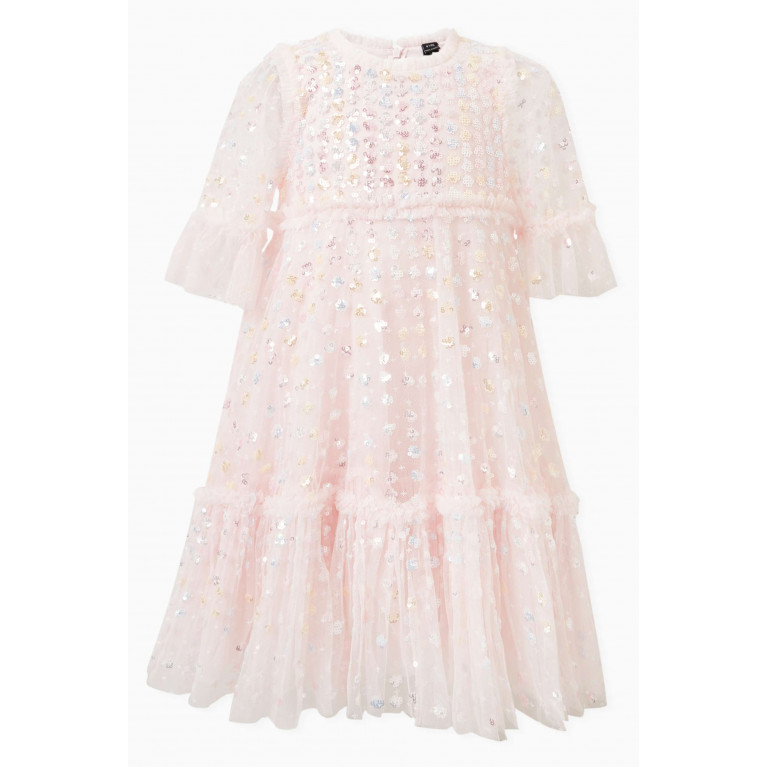 Needle & Thread - Raindrop Sequin Dress in Tulle Pink