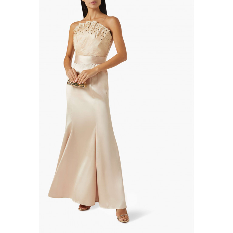 NASS - Strapless Pleated Maxi Dress Gold