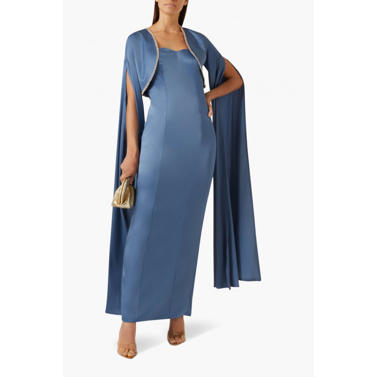 NASS - Strapless Maxi Dress & Bolero Set Blue