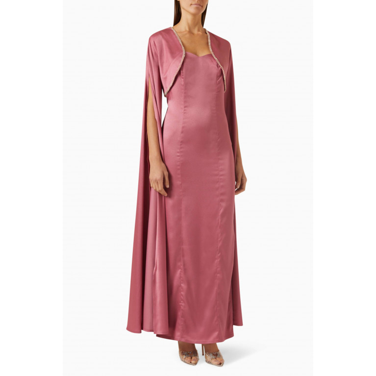 NASS - Strapless Maxi Dress & Bolero Set in Satin Pink