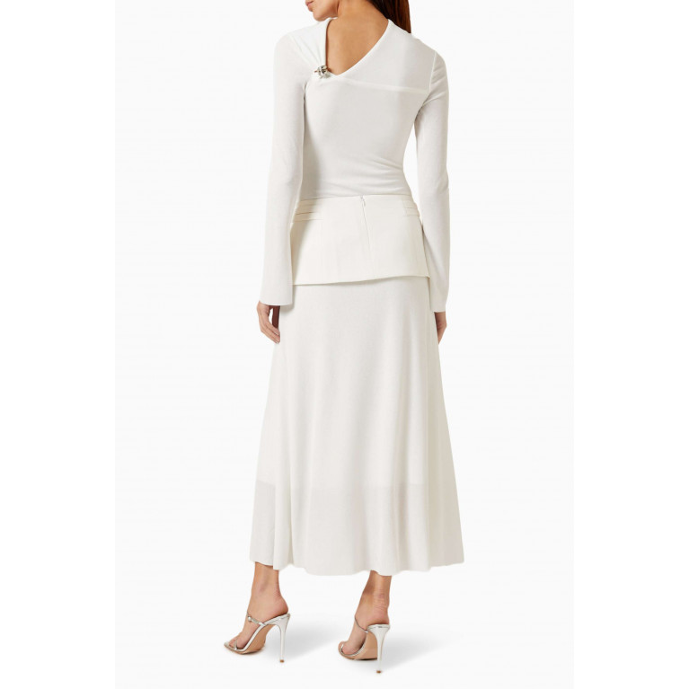 CHATS by C.Dam - Minimalist Draped Maxi Dress in Knit White
