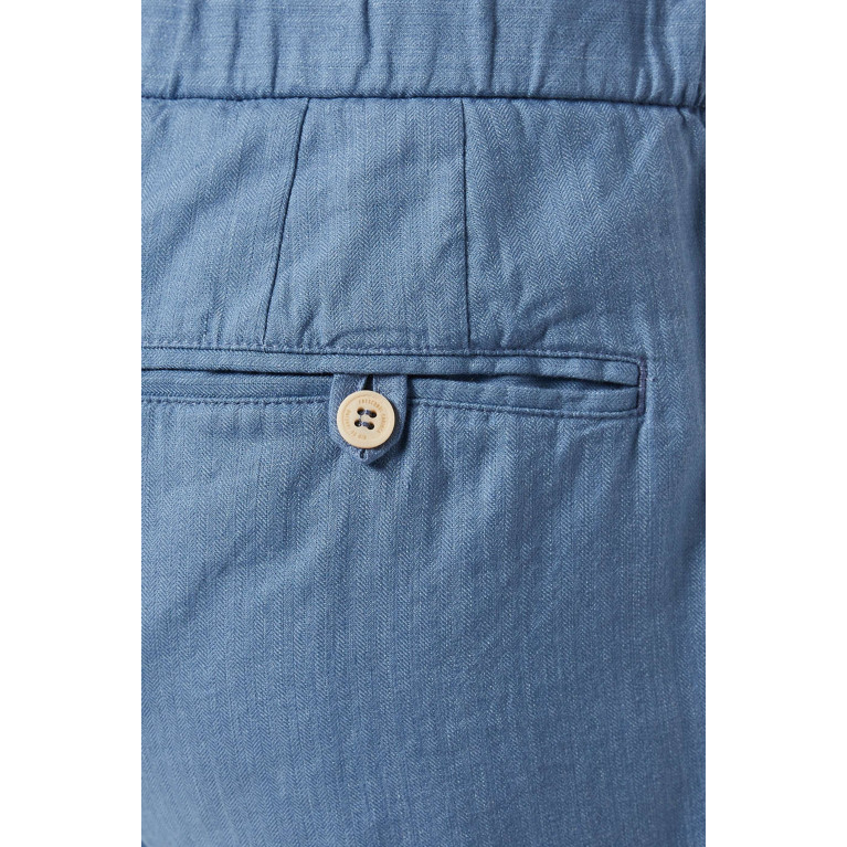 Frescobol Carioca - Oscar Herringbone Chino Pants in Linen-cotton Blend Blue