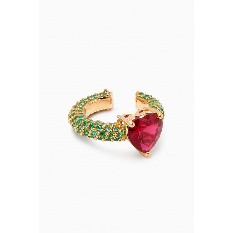 Dima Jewellery - Ruby & Emerald Single Ear Cuff in 18kt Yellow Gold