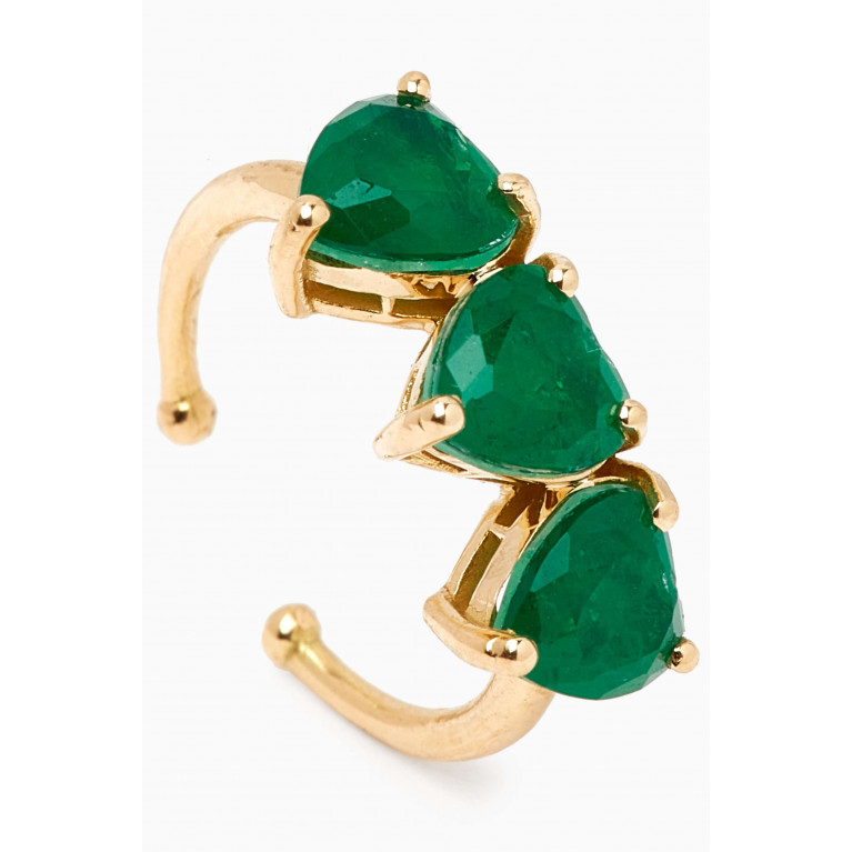 Dima Jewellery - Emerald Single Ear Cuff in 18kt Yellow Gold