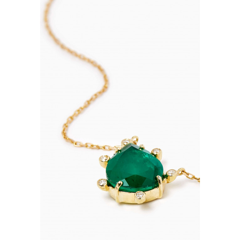 Dima Jewellery - Pear-cut Emerald Necklace in 18kt Yellow Gold