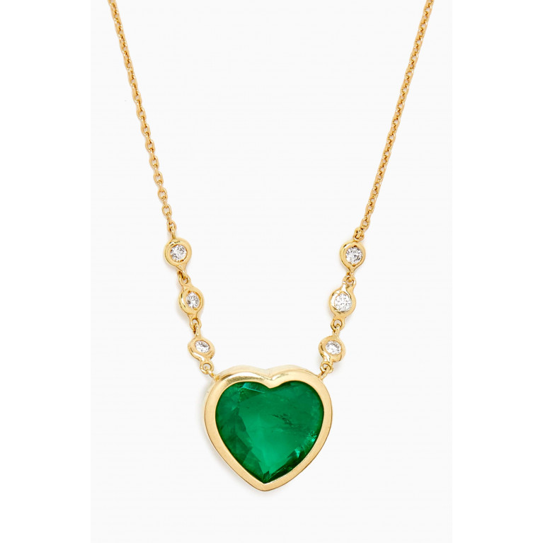 Dima Jewellery - Emerald & Diamond Necklace in 18kt Yellow Gold