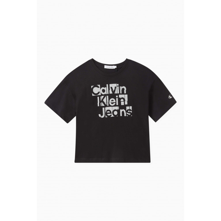 Calvin Klein - Metallic Logo-print T-shirt in Cotton Black