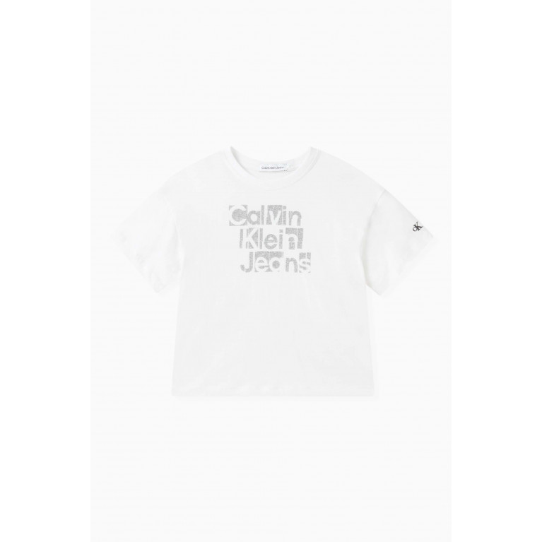 Calvin Klein - Metallic Logo-print T-shirt in Cotton White