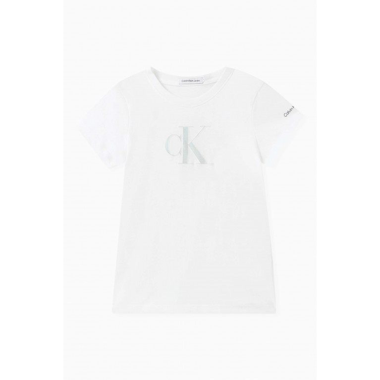 Calvin Klein - Metallic Logo T-shirt in Cotton Jersey White