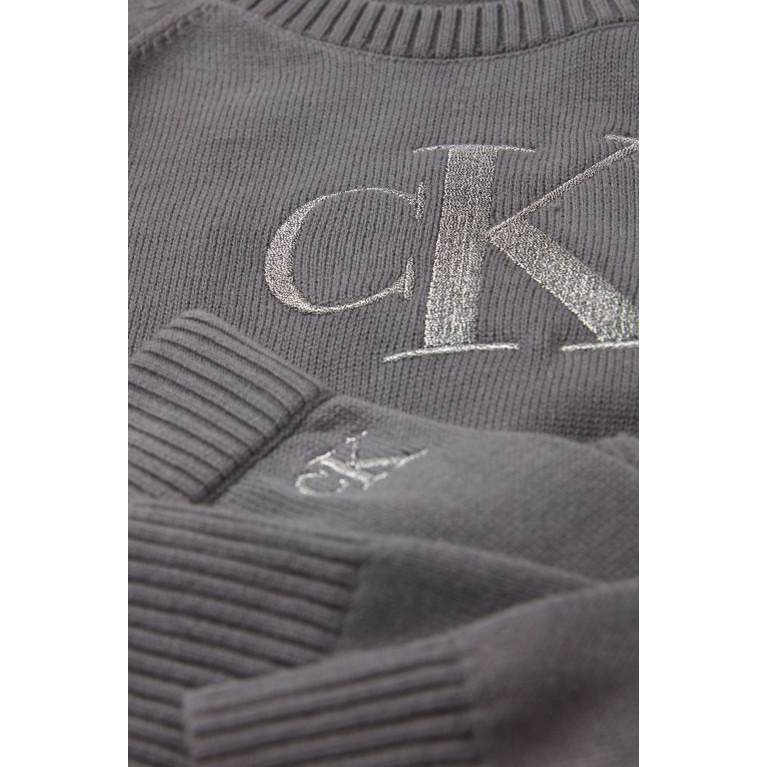 Calvin Klein - Embroidered Monogram Sweater Set in Cotton-knit