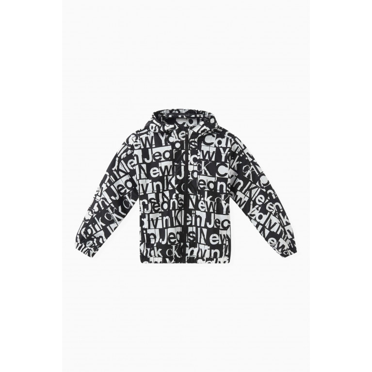 Calvin Klein - All-over Logo Grid Windbreaker Jacket in Nylon