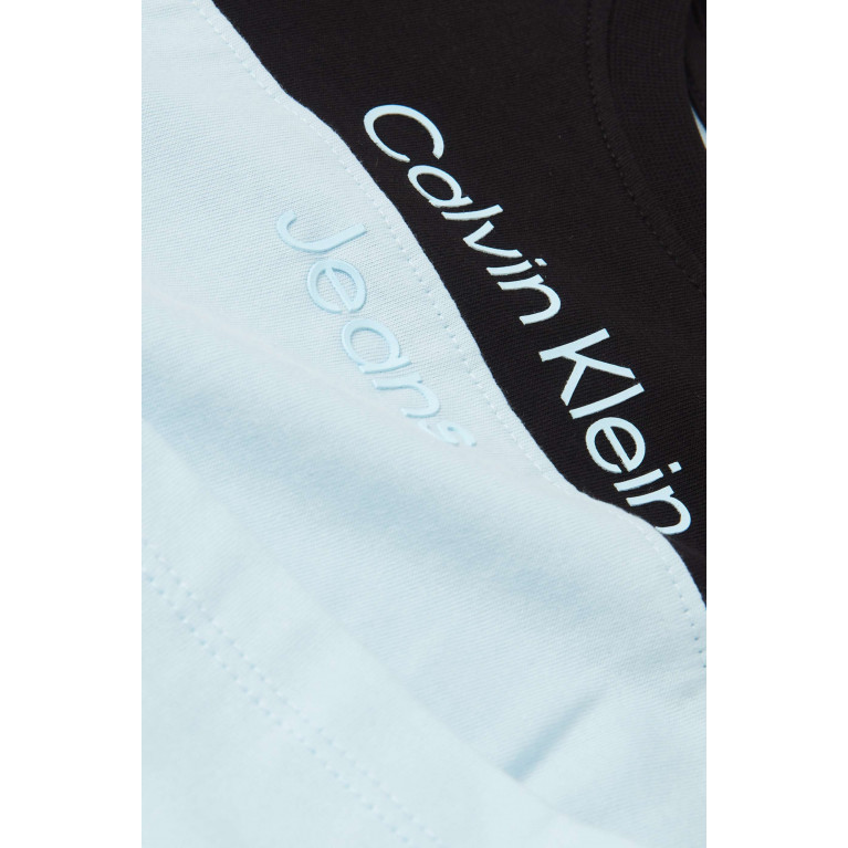Calvin Klein - Colour-block T-shirt in Cotton Jersey Blue