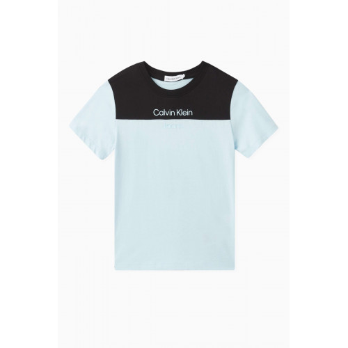 Calvin Klein - Colour-block T-shirt in Cotton Jersey Blue