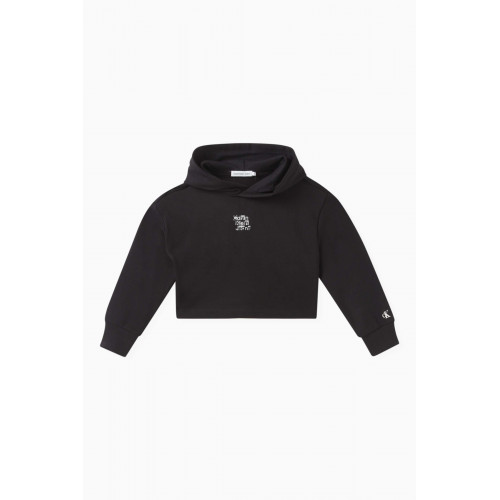 Calvin Klein - Graphic Logo Print Hoodie in Cotton Black