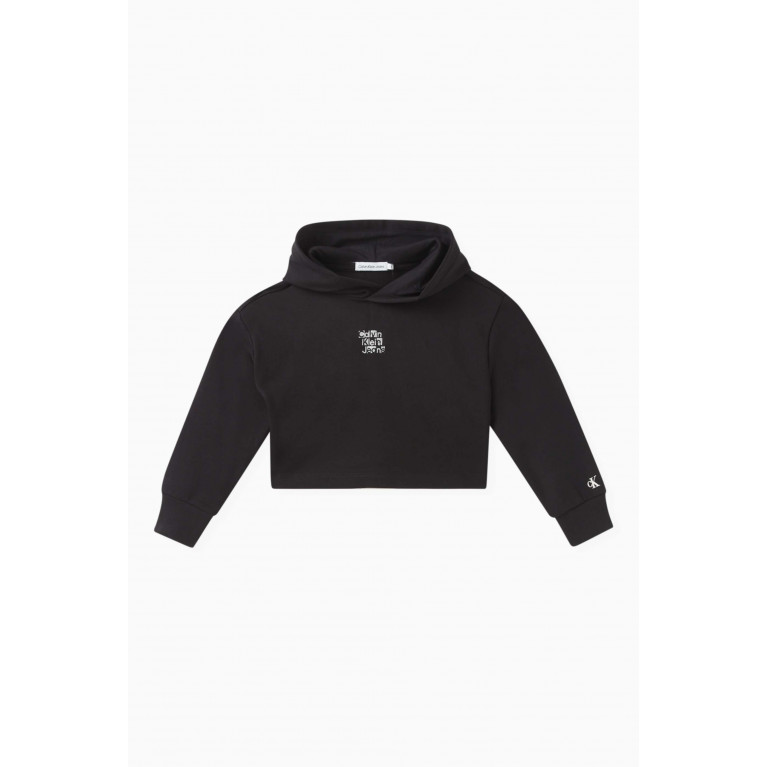 Calvin Klein - Graphic Logo Print Hoodie in Cotton Black