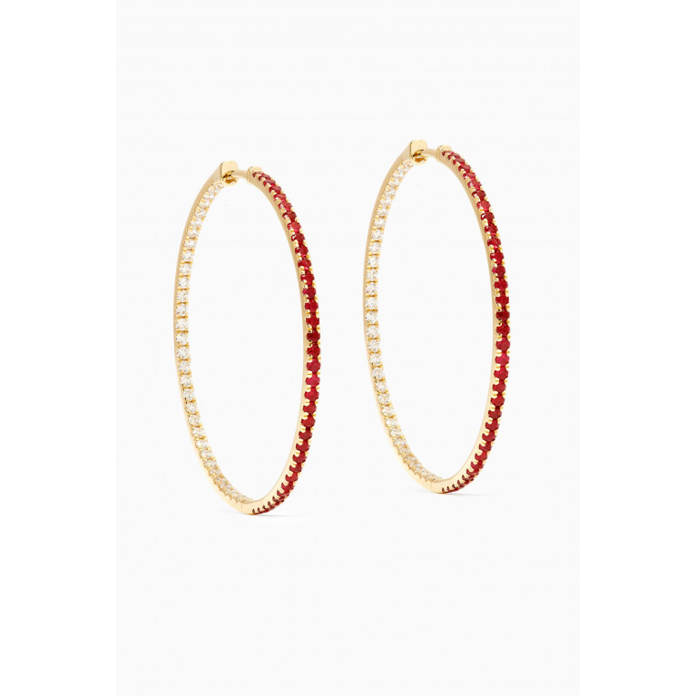Fergus James - Large Ruby & Diamond Hoop Earrings in 18kt Gold
