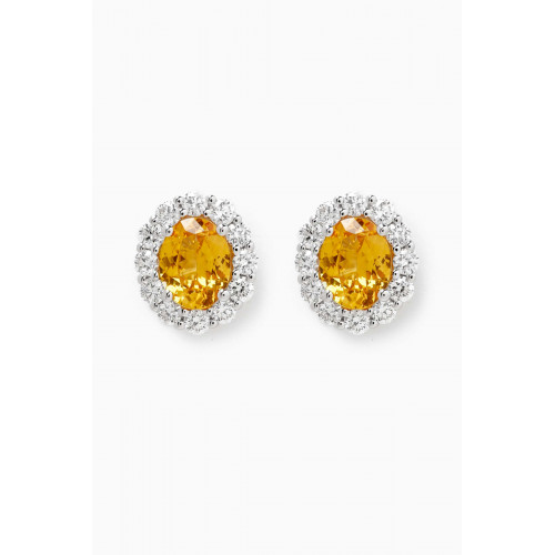 Fergus James - Ceylon Yellow Sapphire & Diamond Studs in 18kt White Gold