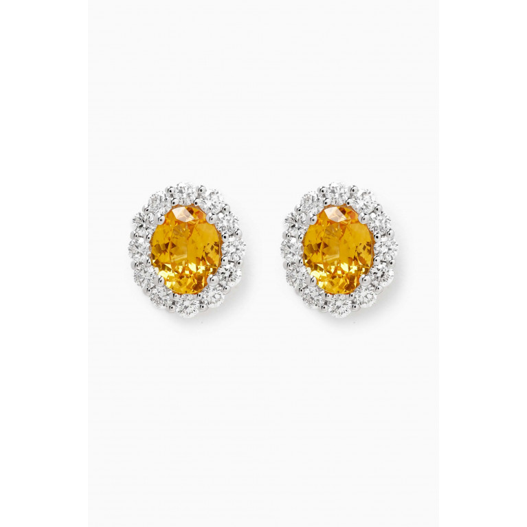 Fergus James - Ceylon Yellow Sapphire & Diamond Studs in 18kt White Gold
