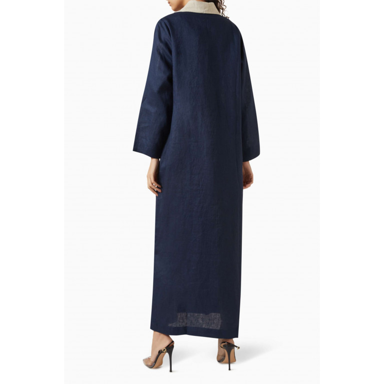ZAH Design - Abstract-patch Abaya in Linen