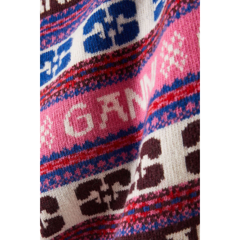 Ganni - Intarsia Logo Sweater in Wool-blend