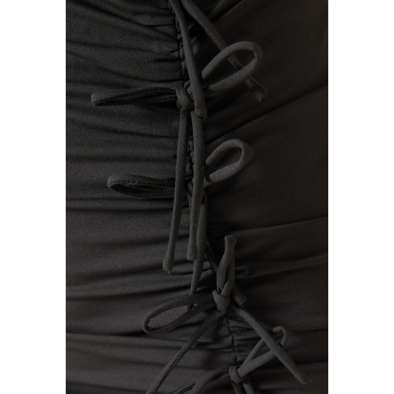 Ganni - Bow-detail Drapey Midi Skirt in Viscose-blend