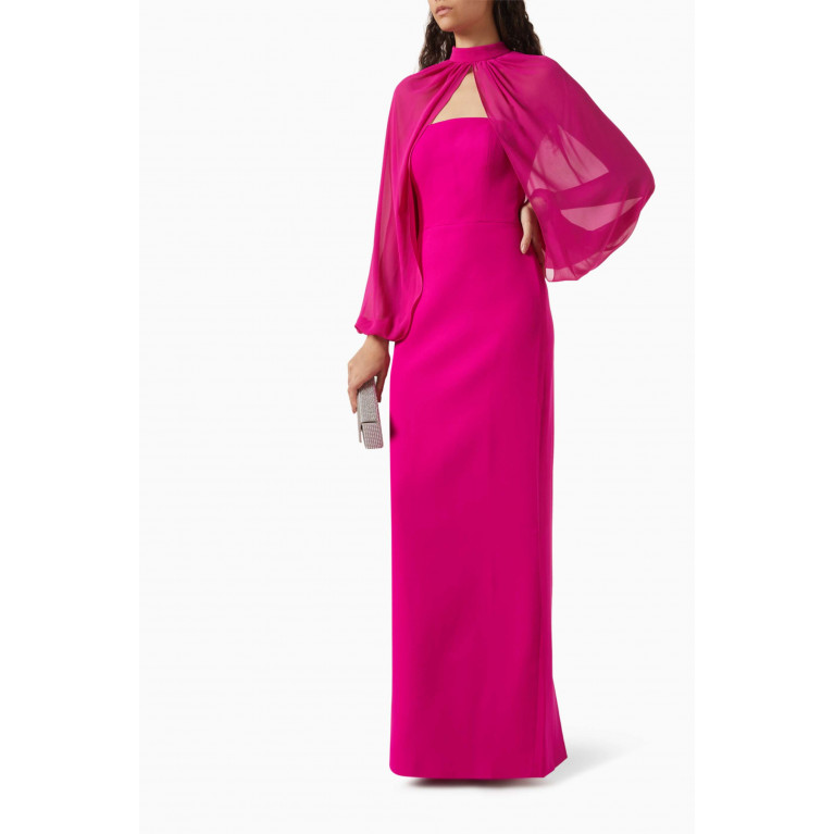 NASS - Long-sleeve Cape Gown in Crepe
