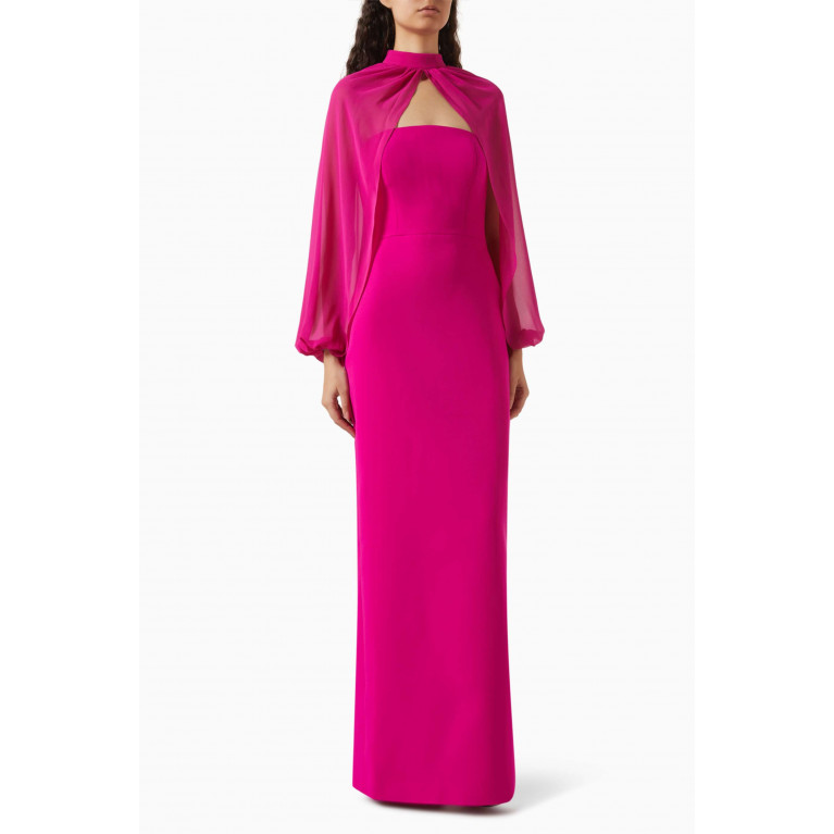 NASS - Long-sleeve Cape Gown in Crepe