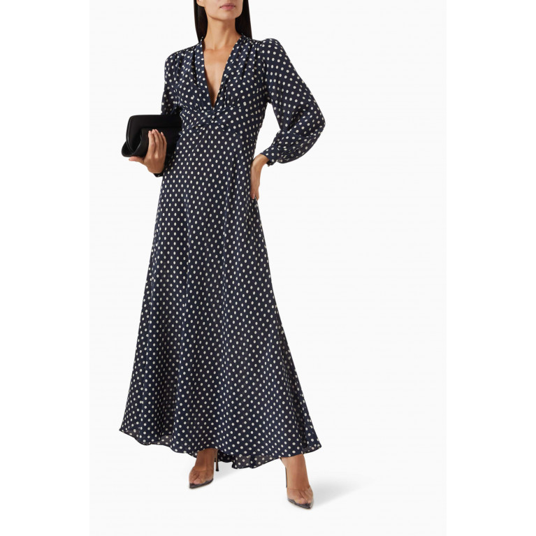 RIXO - Emory Polka-dot Print Dress in Silk