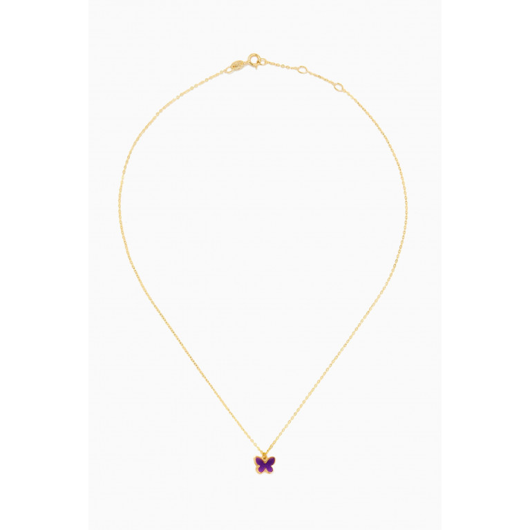 Damas - Ara Bella Butterfly Necklace in 18kt Gol Purple