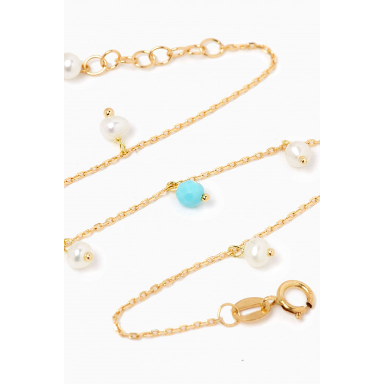 M's Gems - Aqua Turquoise & Pearl Bracelet in 18kt Gold