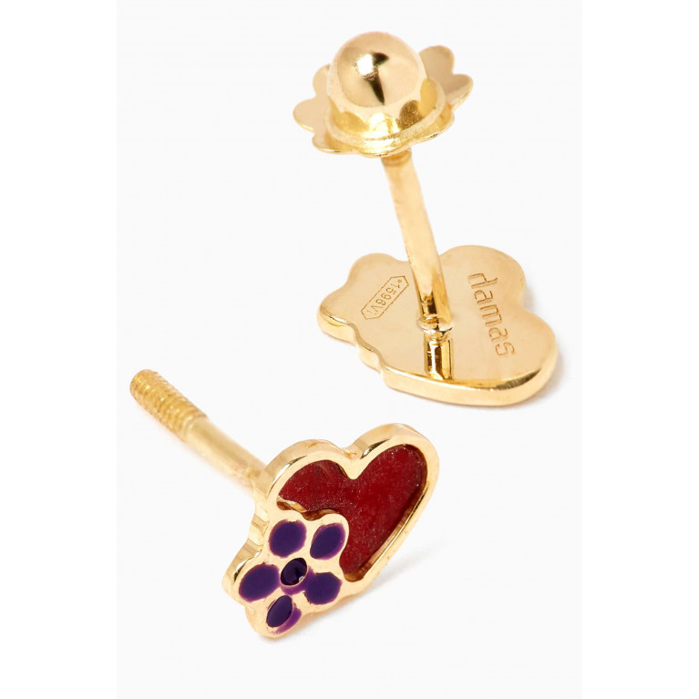 Damas - Ara Bella Floral Heart Earrings in 18kt Gold