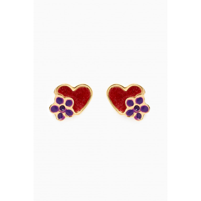Damas - Ara Bella Floral Heart Earrings in 18kt Gold