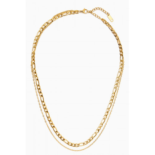 The Jewels Jar - Duo Layered Necklace in 18k Gold-plated Stainless Steel
