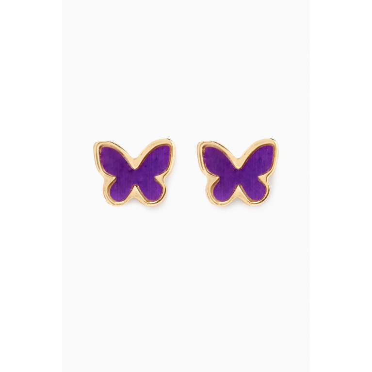 Damas - Ara Bella Butterfly Stud Earrings in 18kt Gold Purple