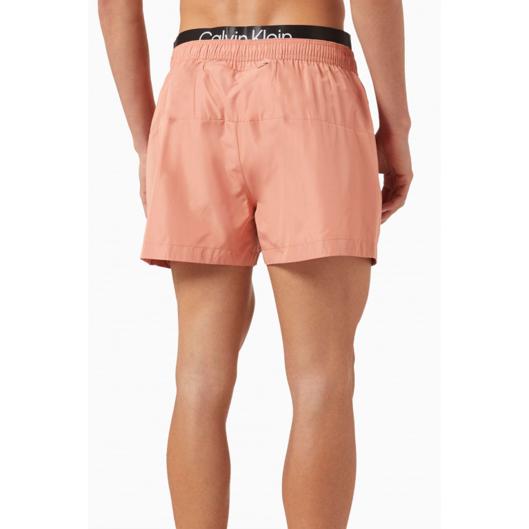 Calvin Klein - Double Waistband Drawstring Swim Shorts Pink