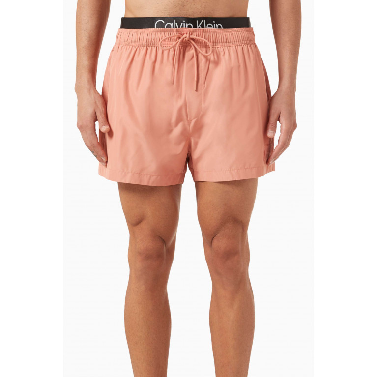 Calvin Klein - Double Waistband Drawstring Swim Shorts Pink