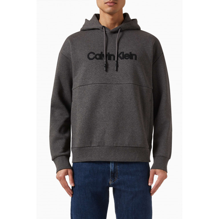 Calvin Klein - Logo Hoodie in Cotton Blend Grey