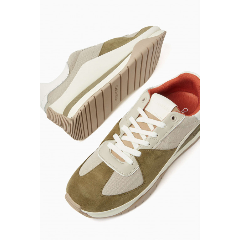Calvin Klein - Colour-block Low-top Sneakers in Natural Leather Multicolour